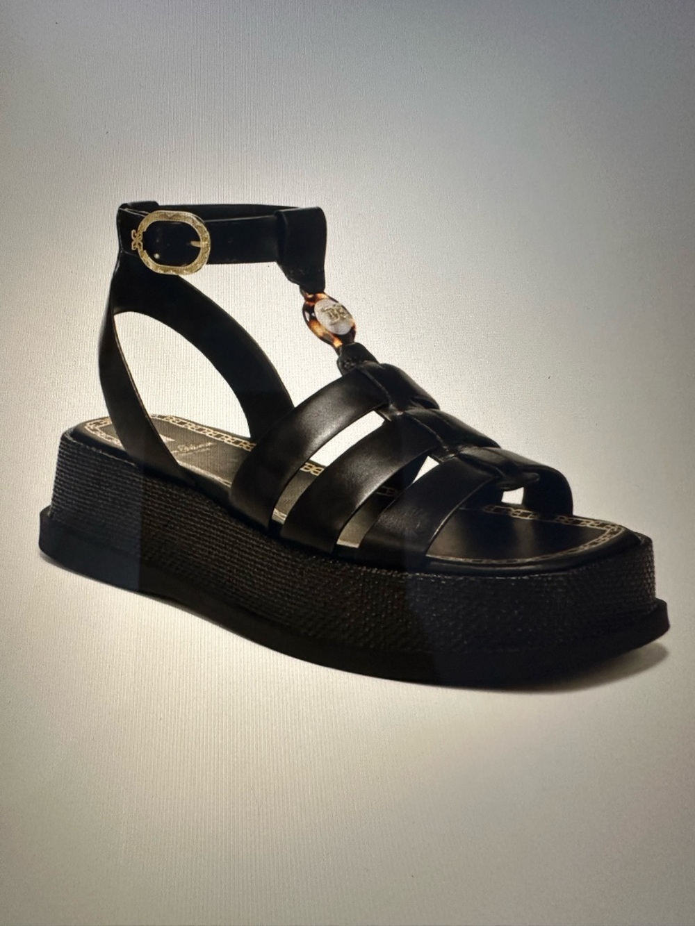 Sam Edelman NAIMA Black Leather Platform Gladiator Sandals Size 8.5 - Picture 9 of 9